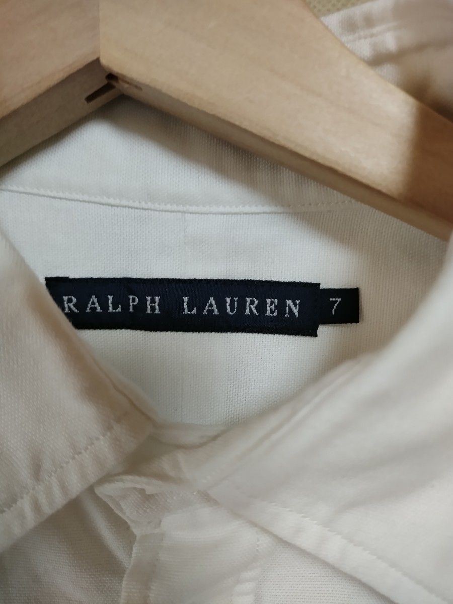 POLO RALPH LAUREN ポロラルフローレン Ladiesシャツ長袖7号 サイズSかM位 色ホワイト