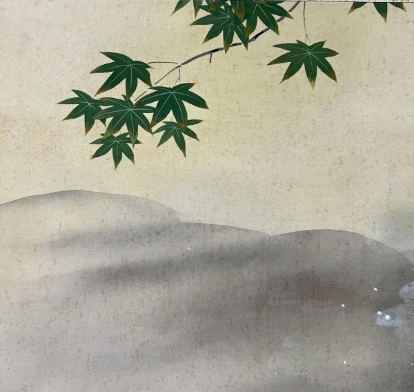 【落款のみ】『紅葉翡翠図』掛軸 絹本 花鳥図 鳥獣 カワセミ 日本画 日本美術 人が書いたもの_画像10