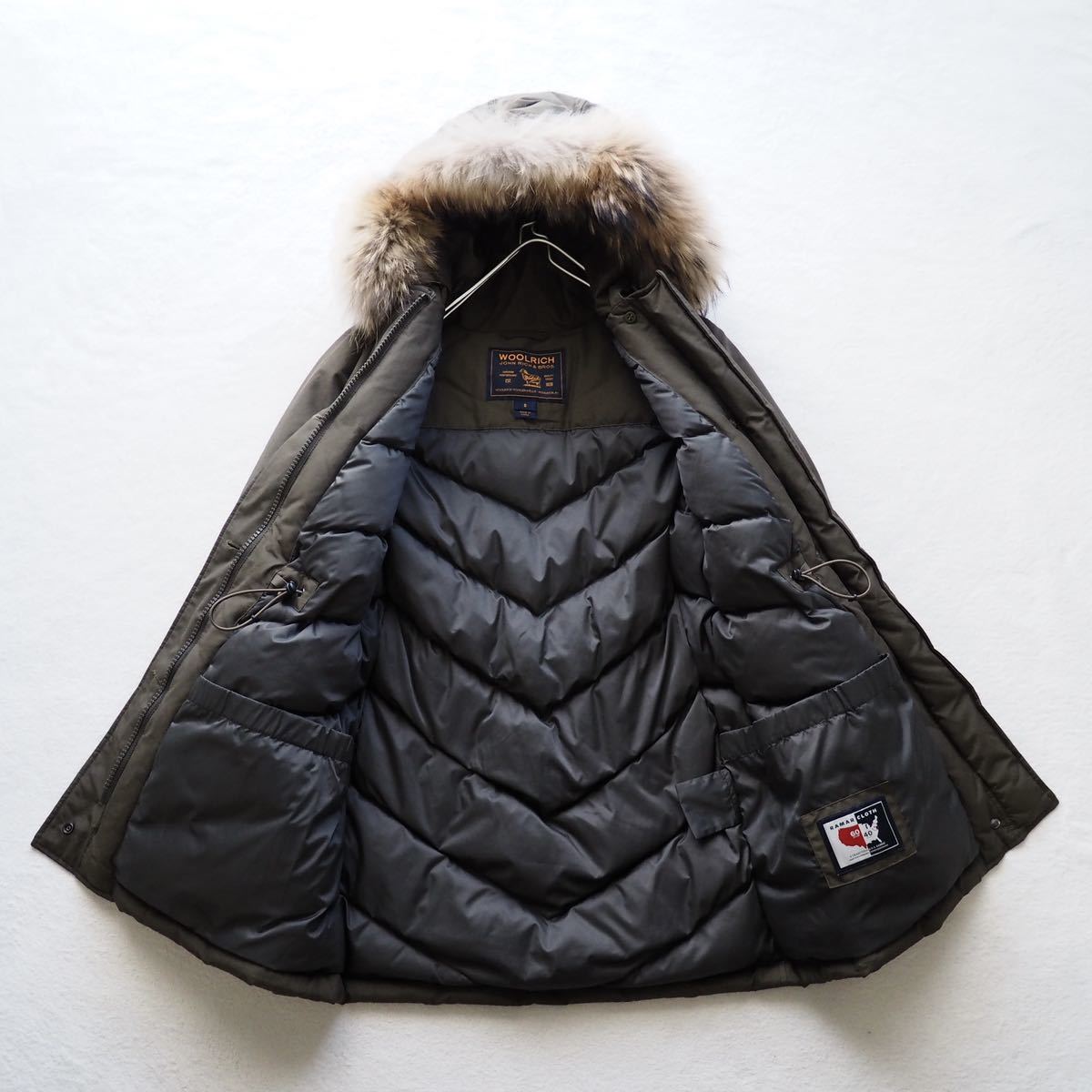 美品 WOOLRICH ウールリッチ ARCTICPARKA アークティックパーカ 6040 ダウンコート リアルファー フード モッズコート ロングコート カーキ_画像3