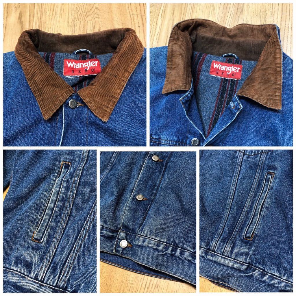 Wrangler HERO /ラングラー メンズ デニムジャケット Gジャン 襟コーデュロイ アウター アメカジ 古着の画像8