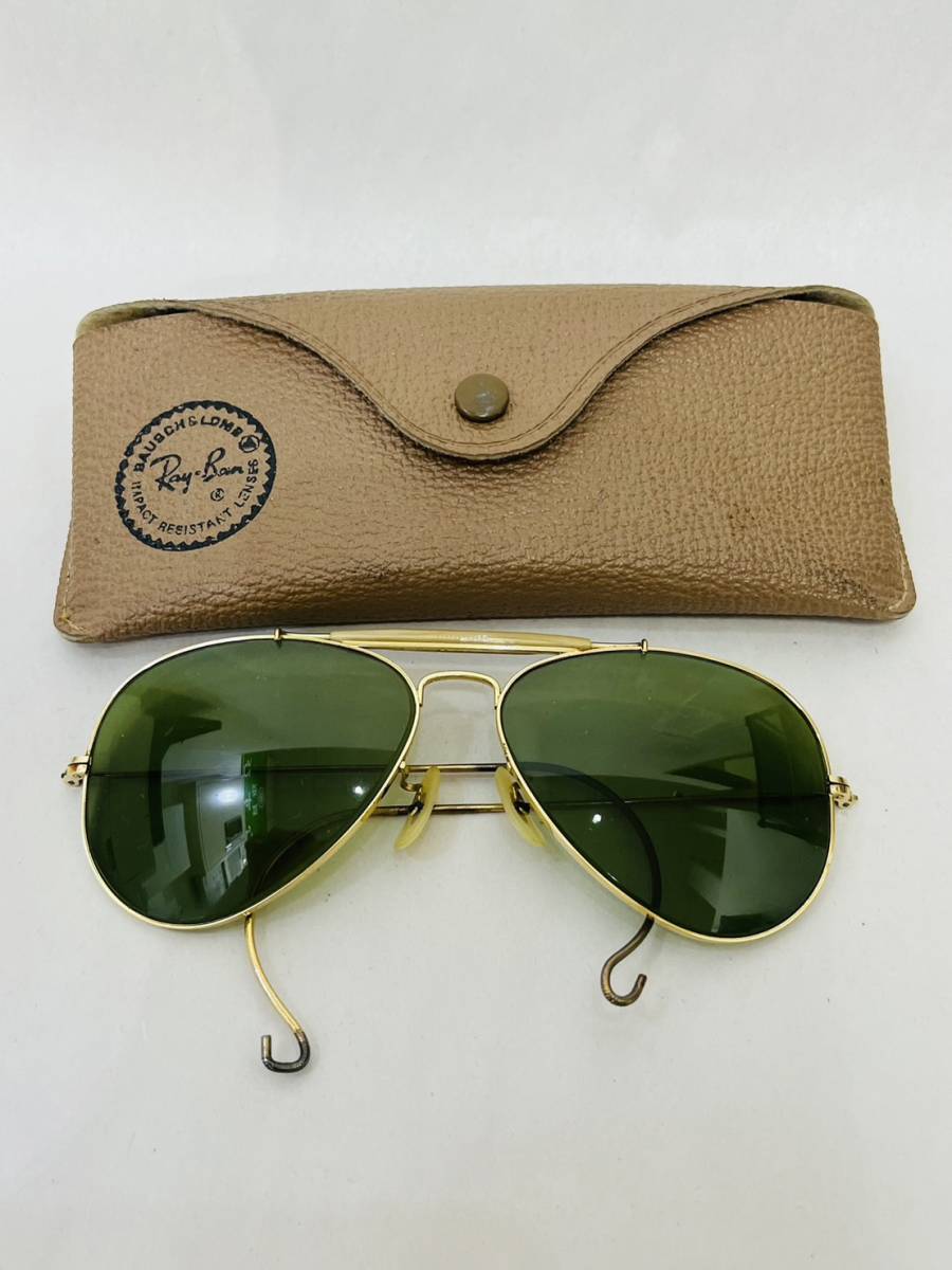 【MSO-3378it】1500~ Ray-Ban サングラス B&L ティアドロップ ゴールド 中古品 ※フレーム歪みあり アイウェア ヴィンテージ レイバン_画像1