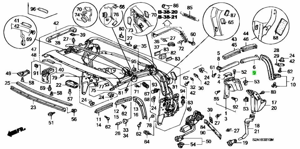 【次回未定】ホンダ 純正 S2000 ウェザー ストリップ 7点 フロントルーフピラー ルーフサイドドアー センターピラー ルーフコーナードアー_画像5