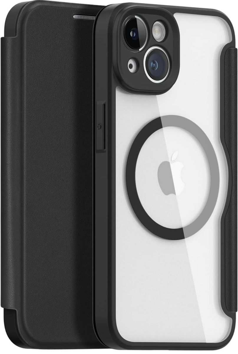 iPhone14ケース - 手帳型 ワイヤレス充電対応 超薄型 軽量 高級PUレザー 背面クリア カード 入れ1枚
