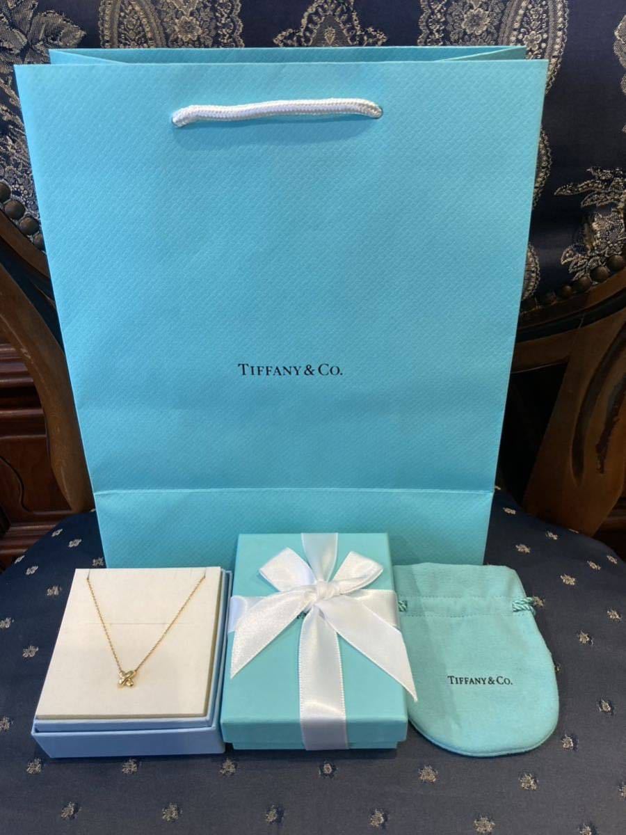 新品 正規品 ティファニーアンドコー TIFFANY &Co ネックレス クロスステッチ イエローゴールド K18 750 ケース巾着紙袋 ゴールド_画像10