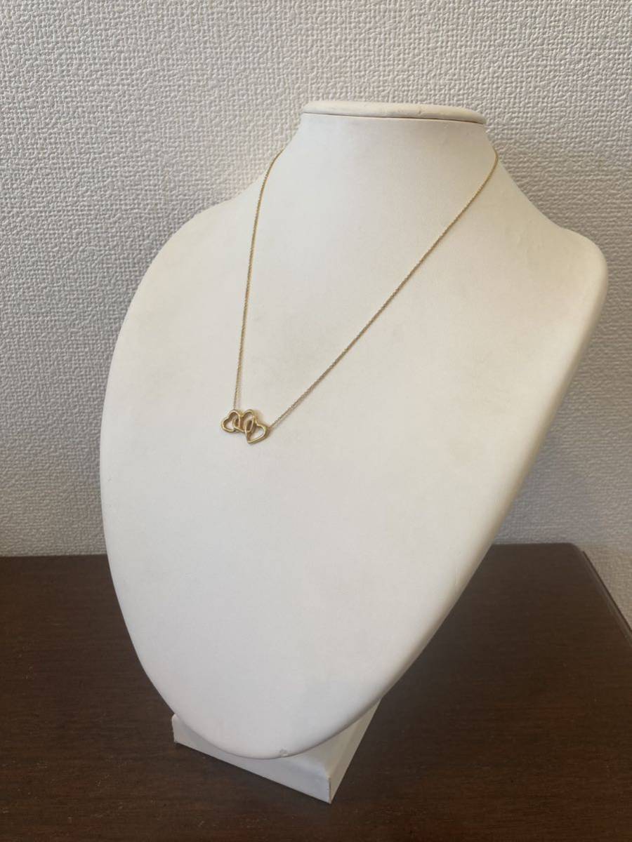 新品 正規品 ティファニー tiffany&co. ネックレス トリプルハート イエローゴールド K18 750 ケース巾着紙袋 ゴールド プレゼント