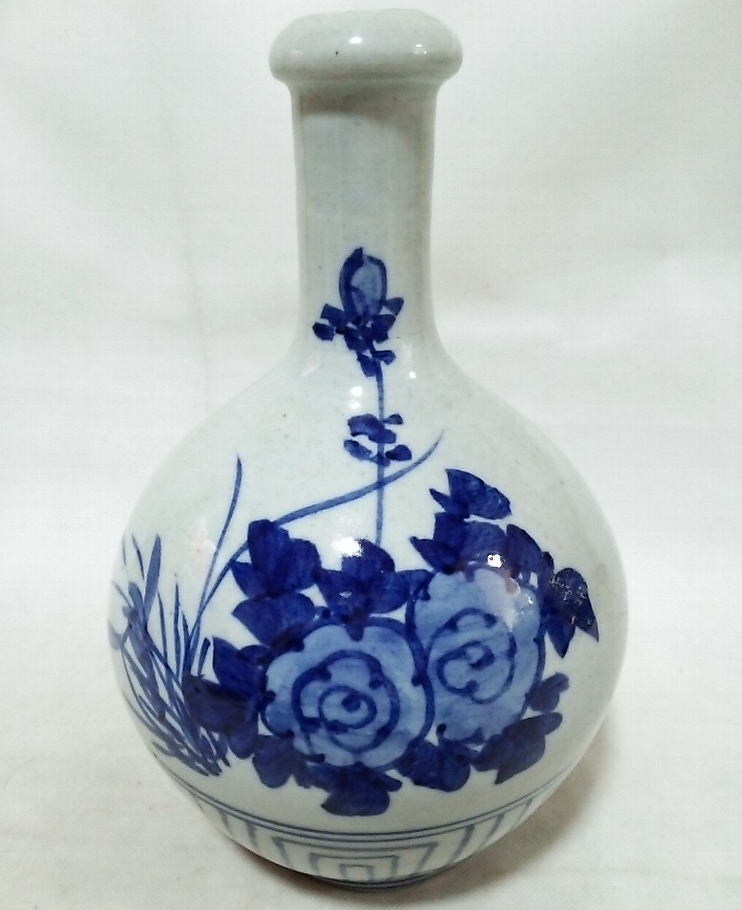 *[ one beautiful .]* Imari * Joseon Dynasty hand blue and white ceramics [ vase ]* name goods * old seems to be. *