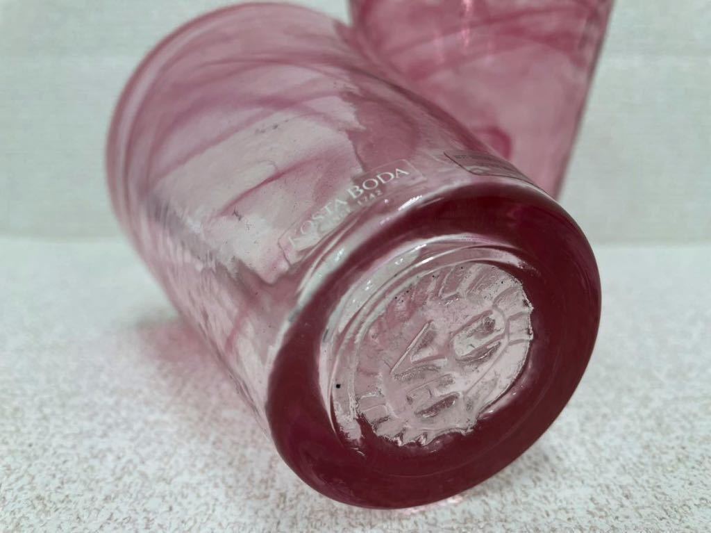 (314s9)希少 KOSTA BODA コスタ ボダ MINE マイン ペア タンブラー グラス ピンク ガラスグラス コップ スウェーデン 北欧食器_画像5