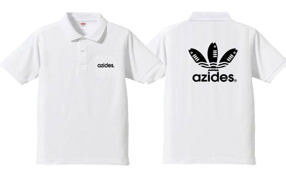 【azides/ポロシャツ白L】5.8ozアジデスポロシャツ面白いおもしろパロディうけるネタプレゼント送料無料・新品_画像1