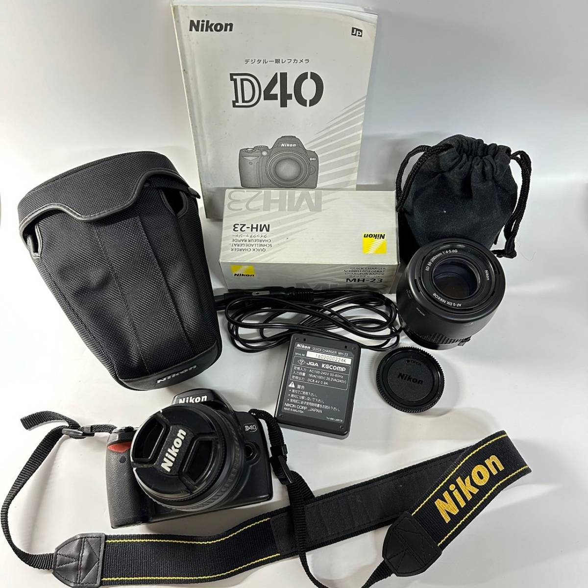 1円~【通電確認済み】Nikon ニコン D40 AF-S DX NIKKOR ED 18-55mm 1:3.5-5.6GⅡED 55-200mm 1;4-5.6G デジタル一眼レフカメラ G141649 _画像1