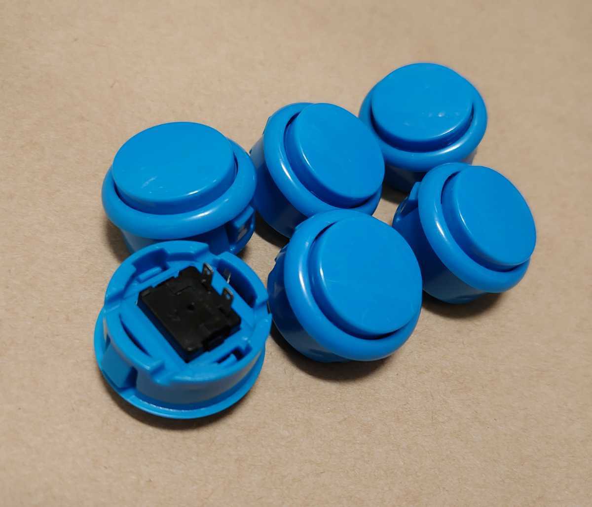 6 piece blue pushed . button blue 30mm 30Φ controller ake navy blue. original work . push button arcade game case navy blue panel for Sanwa electron interchangeable blue color 