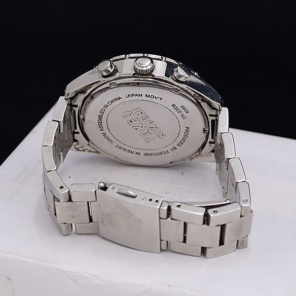 1円 稼動 良品 QZ タケオキクチ TK-22D8 デイト クロノグラフ スモセコ NMR 赤文字盤 メンズ腕時計 OKZ 3837000_画像4