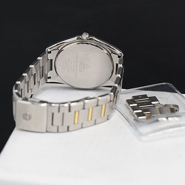 1円 稼働 QZ 美品 セイコー 8J81-0AF0 クレドール コマ5付 シルバー文字盤 18KT×SS メンズ腕時計 KRK 8870400_画像4