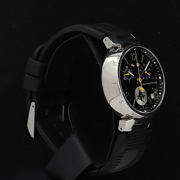 1円 稼働 良品 ルイヴィトン QZ Q11BG タンブール ラブリーカップ クロノ デイト 黒文字盤 メンズ腕時計 0030800YSDの画像2