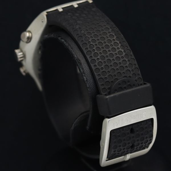 1円 稼動 良品 スウォッチ QZ アイロニ アルミニウム クロノグラフ シルバー文字盤 APR メンズ腕時計 MTM 0905000_画像3