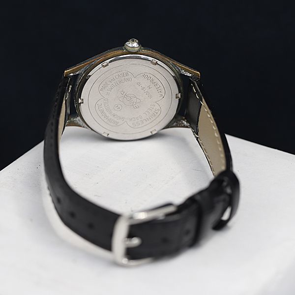1円 稼動 良品 手巻き エニカ ウルトラソニック 100/19-10 M 17石 NMR ゴールド文字盤 メンズ腕時計 OKZ 3505000_画像4
