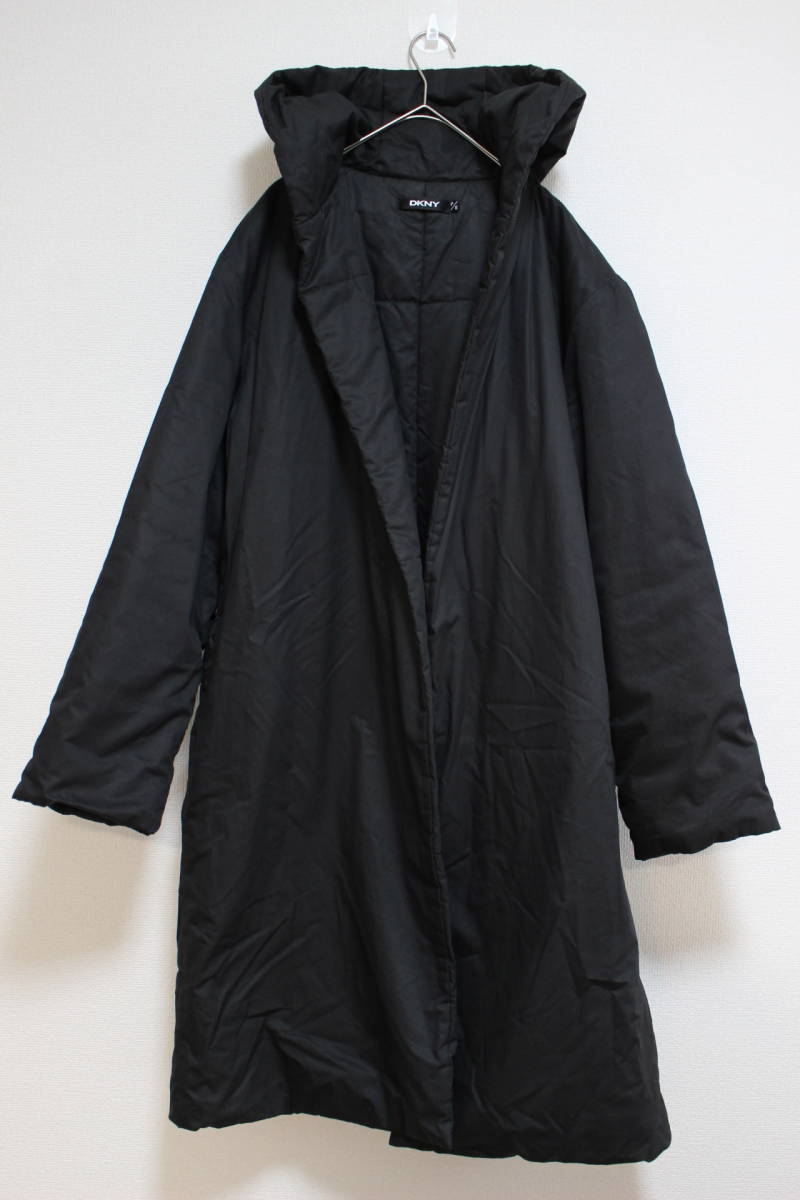 E188 美品 DKNY ダナキャラン ニューヨーク 中綿 2WAY カバー付き コート ブルゾン ジャンパー 黒 ブラック P/S レディース_画像1