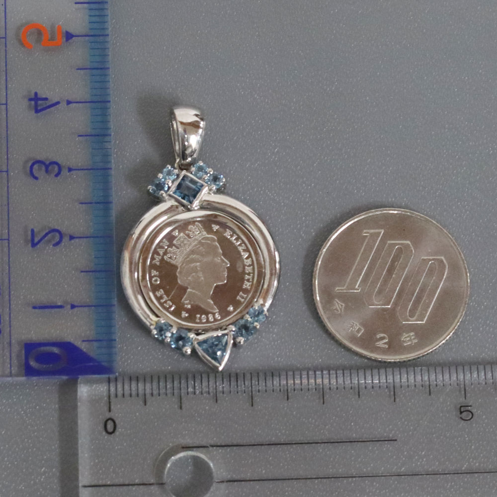 Pt900/999 турмалин монета подвеска с цепью noble платина .1/10oz T1.33 11.7g