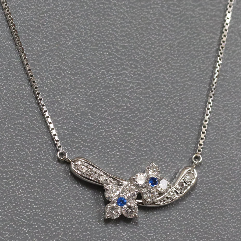 Pt900/850aui Night diamond necklace 0.04 D0.88 6.9g