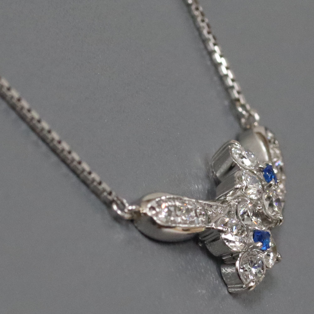 Pt900/850aui Night diamond necklace 0.04 D0.88 6.9g