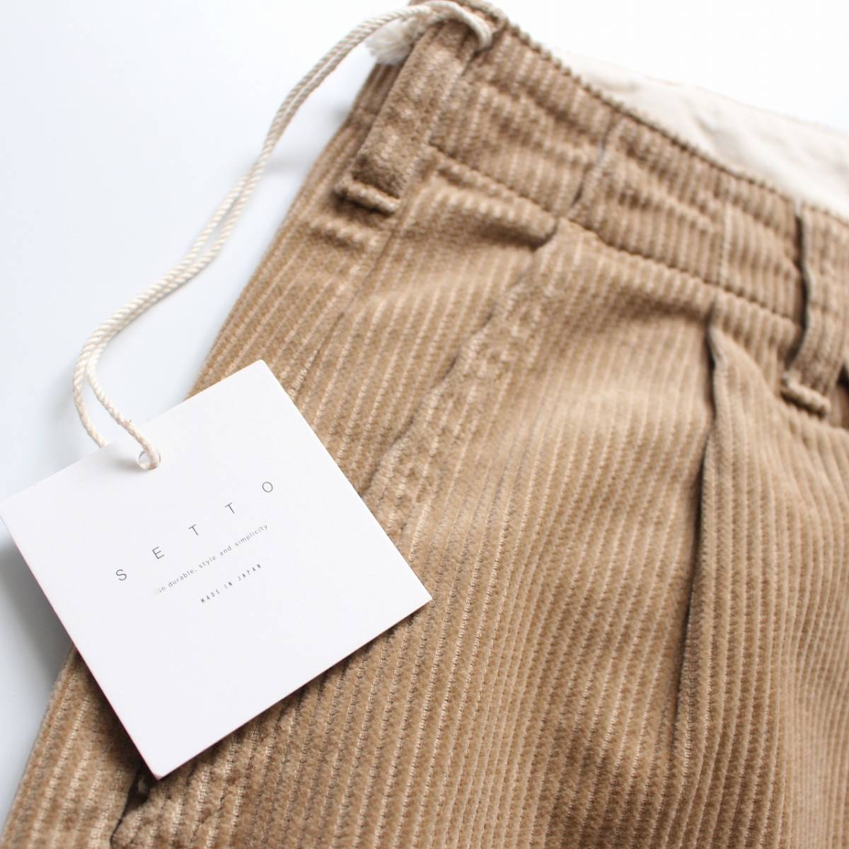 未使用【 SETTO セット 】UNE PANTS コーデュロイ ワイドタックパンツ XS ベージュ ST-PT039 定価¥19,800 8W 2タック テーパード_画像4