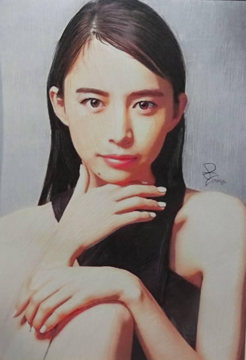 『作品3905』S.Tomo氏直筆色鉛筆画 超美品 美人画 新品額装 _画像1