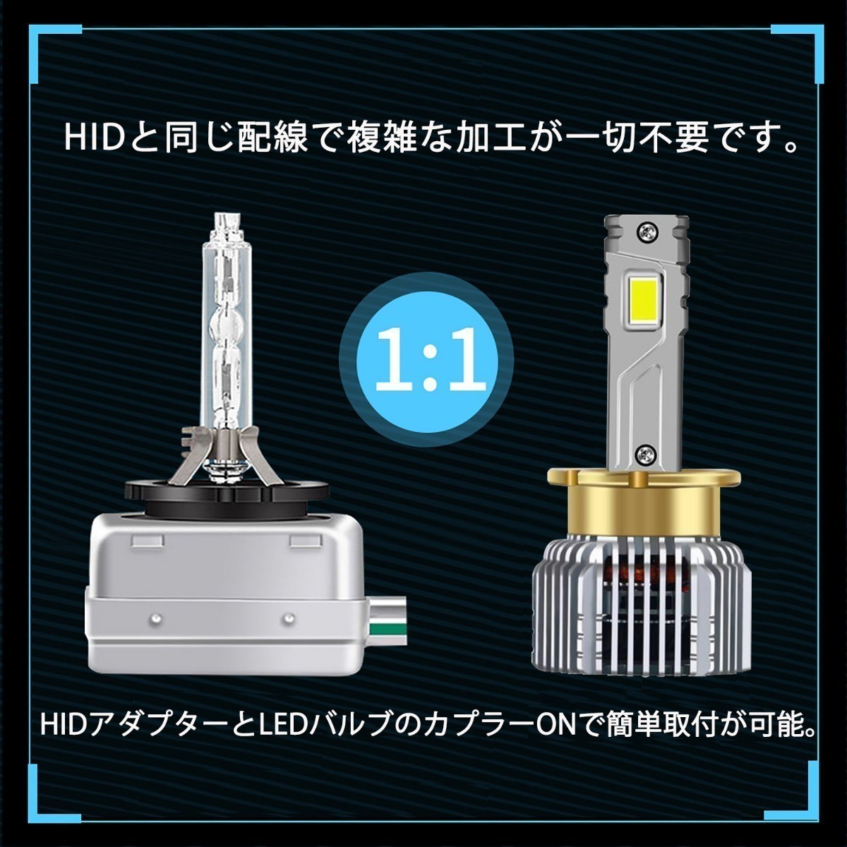 2023.11月新型 ポンつけ可能 爆光 LEDヘッドライト D2S D2R D4S D4R 純正 HID LED化 ホワイト HID交換用 キャンセラー内蔵 12v 24v LED_画像8