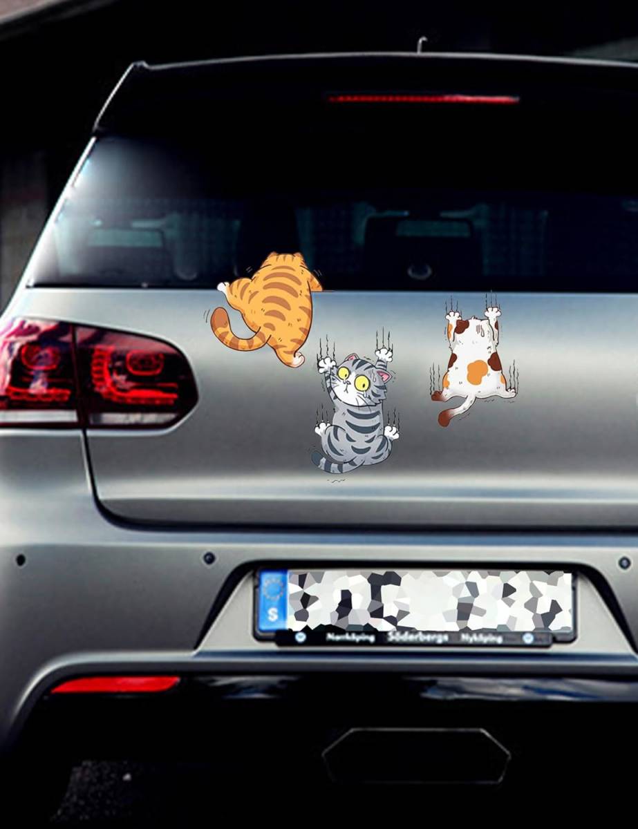 A happykau 猫用ビニールステッ カー ビニールキャッ車用デカールウィンドウステッカー ト 6枚セットカーステッカー PE_画像7