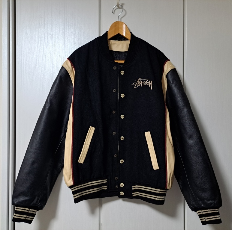 90's OLD STUSSY SS COUPE オールドステューシー SS クーペ 袖革ウール