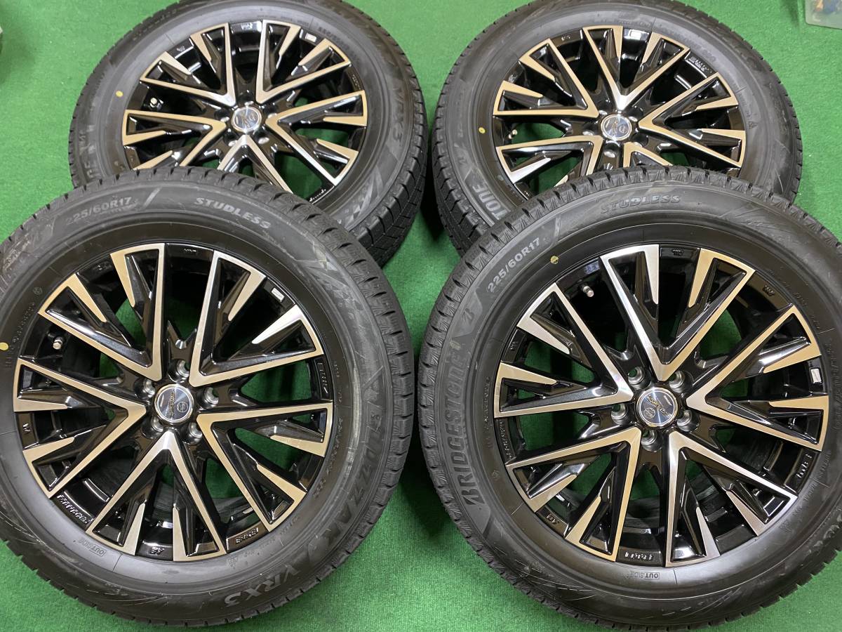 225/60R17・ほぼ未使用VRX3スタッドレスタイヤ+アルミホイール4本セット・スバルXV、フォレスター、レガシィアウトバック・PCD100-5H 中古_画像1