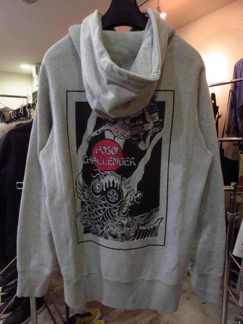 CHALLENGER チャレンジャー × Christian Hosoi クリスチャン ホソイ HOODIE フーディ スウェット パーカー グレー M_画像3