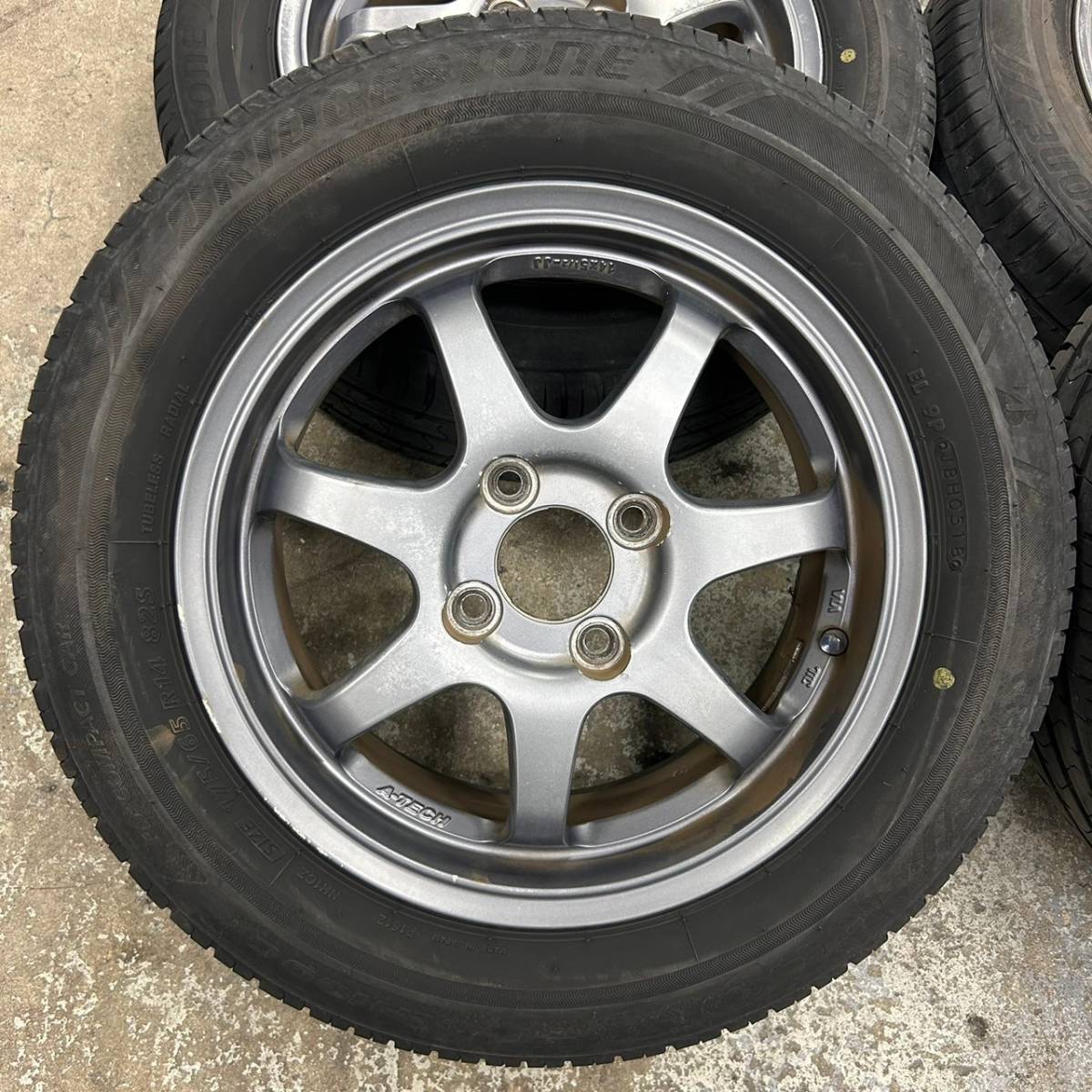 4穴■日産純正ホイール A-TECH ブリヂストン ECOPIA NH100C 175/65R14 4本 ■111605R_画像2