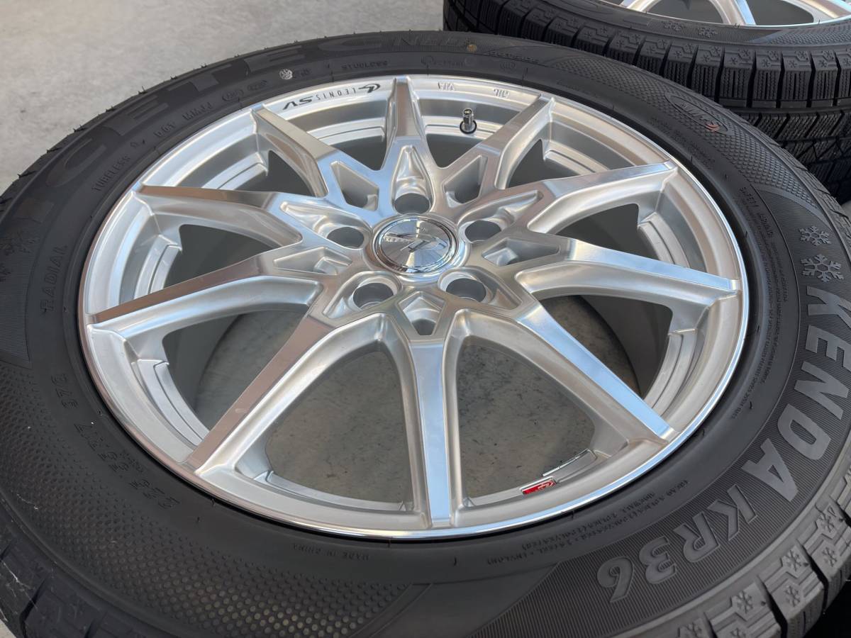 [美品][バリ溝]WEDS LEONIS SV スタッドレス付　４本セット　17インチ 7J 225/55R17 ウェッズ　レオニス　17inch _画像4