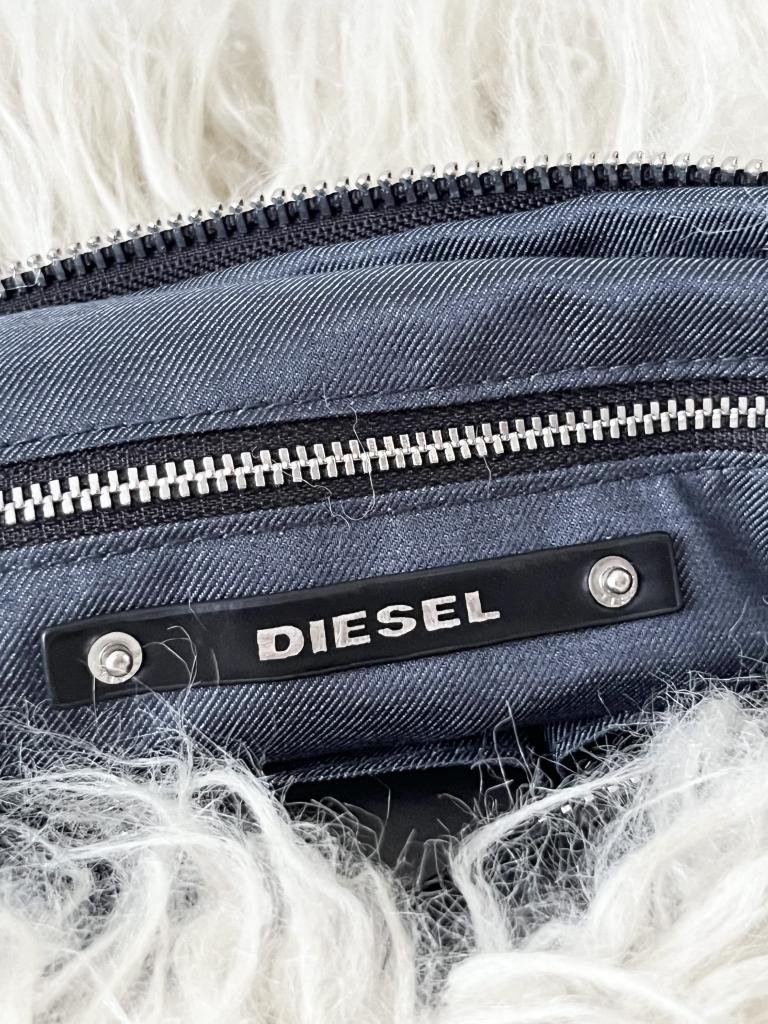 【送料込】★DIESEL★ディーゼル ファーバッグ ショルダーバッグ ベージュ×ブラック×シルバー 秋冬 かばん レザー ファスナー 6428224_画像6