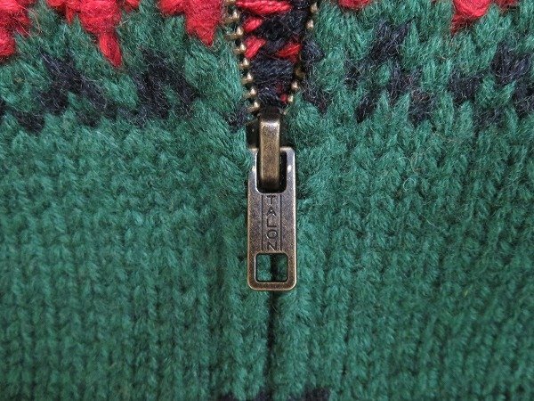 7T4396/未使用品 RRL Intarsia knit zipup cardigan ハンドニット ジップカーディガン_画像6