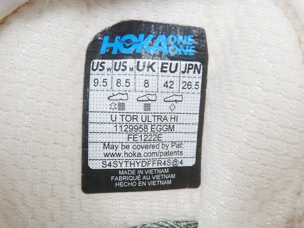 2S8304/未使用品 HOKA ONE ONE U TOR ULTRA HI 1129958 EGGM ホカオネオネ ウルトラハイ ゴアテックスブーツ スニーカー 26.5cm_画像7