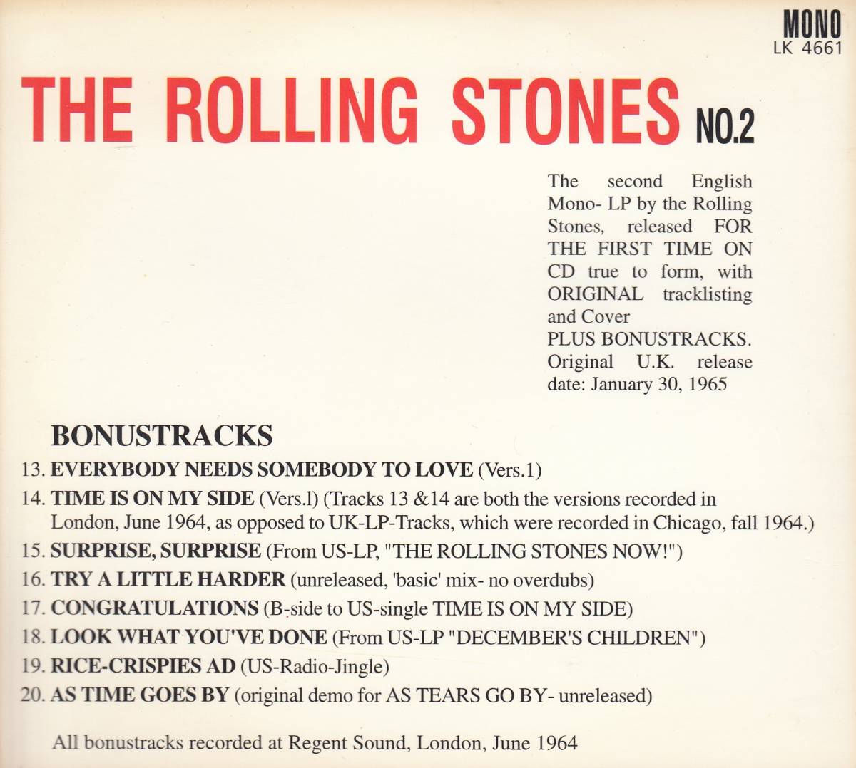 輸 The Rolling Stones No. 2 +8 デジパック盤◆規格番号■LK-4661◆送料無料■即決●交渉有_画像2