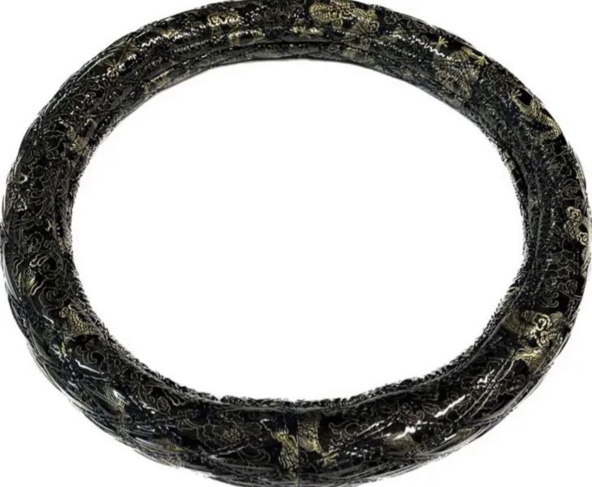 [ domestic production new goods ] very thick! gold . mountain woven black dragon double stitch steering wheel cover S M L LS LM 2HS 2HM 2HL after the purchasing size . please tell!