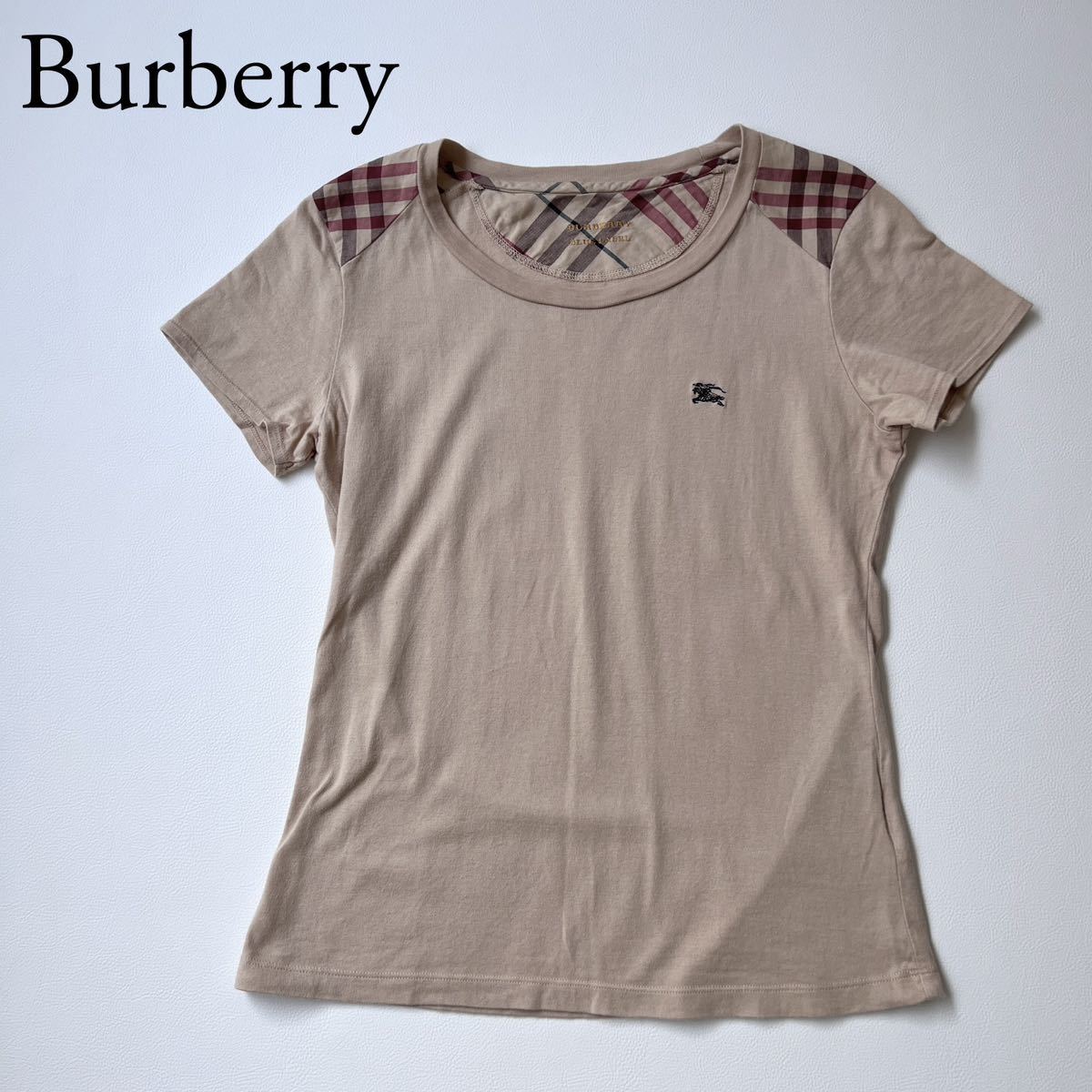 BURBERRY BLUE LABEL バーバリーブルーレーベル　カットソー Tシャツ　チェック　半袖 ロゴ刺繍　トップス　コットン レディース