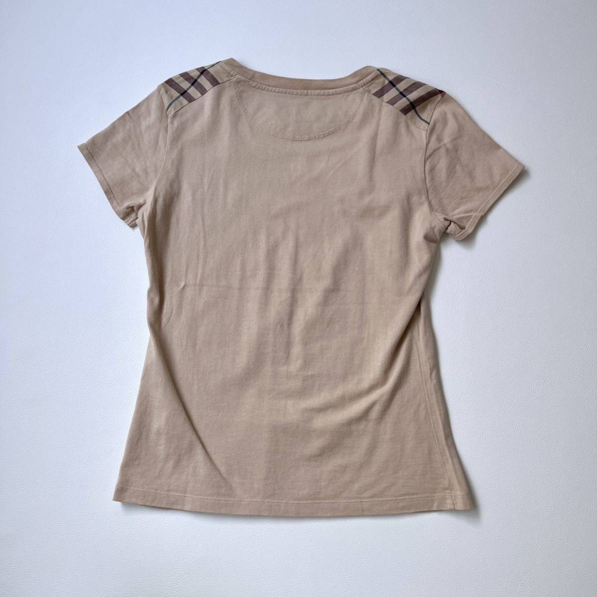 BURBERRY BLUE LABEL バーバリーブルーレーベル　カットソー Tシャツ　チェック　半袖 ロゴ刺繍　トップス　コットン レディース