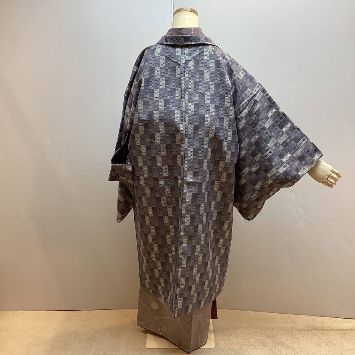  принципиально новый перо тканый ha163a фиолетовый серый . какой . рисунок кимоно пальто ... кимоно новый товар включая доставку 