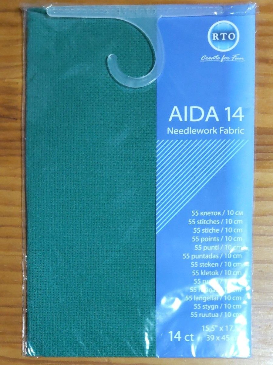 AIDA アイーダ  クロスステッチ カットクロス  ししゅう布  14ct   39×45cm   グリーン  緑