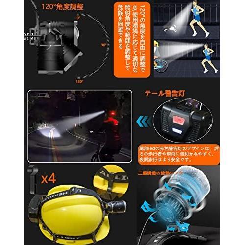 【在庫限り】 LED ヘッドライト CREE XHP199 1000000ルーメン USB 充電式 ヘッドランプ 5点灯モード ヘルメット ライト 角度調節可能 ズー_画像5