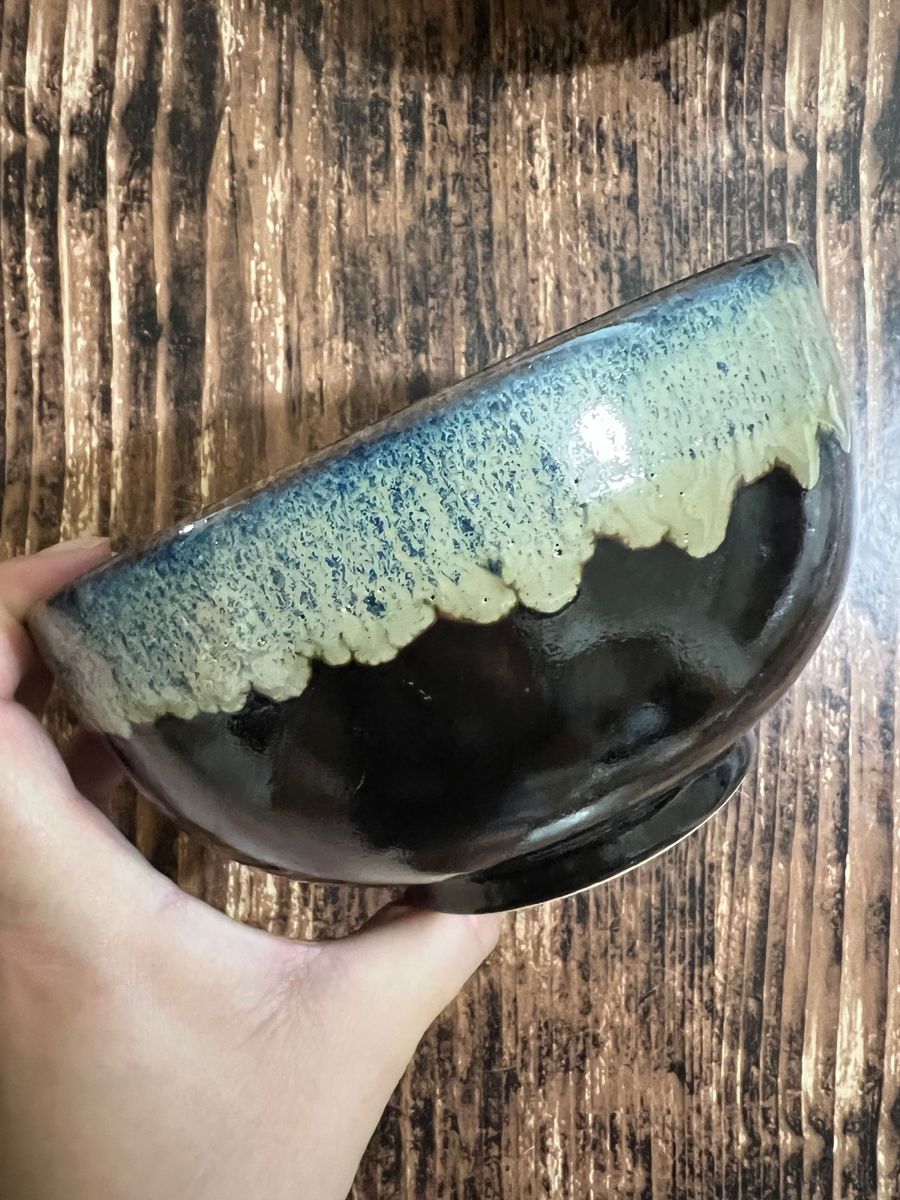 渋い 黒×青 どんぶり 16cm 2枚セット 和食器 美濃焼 オシャレ カフェ風