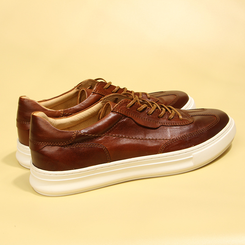  кожа лошадь кожа спортивные туфли Brown 25.0cm мужской обувь натуральная кожа 623-3 шнур обувь джентльмен повседневная обувь 