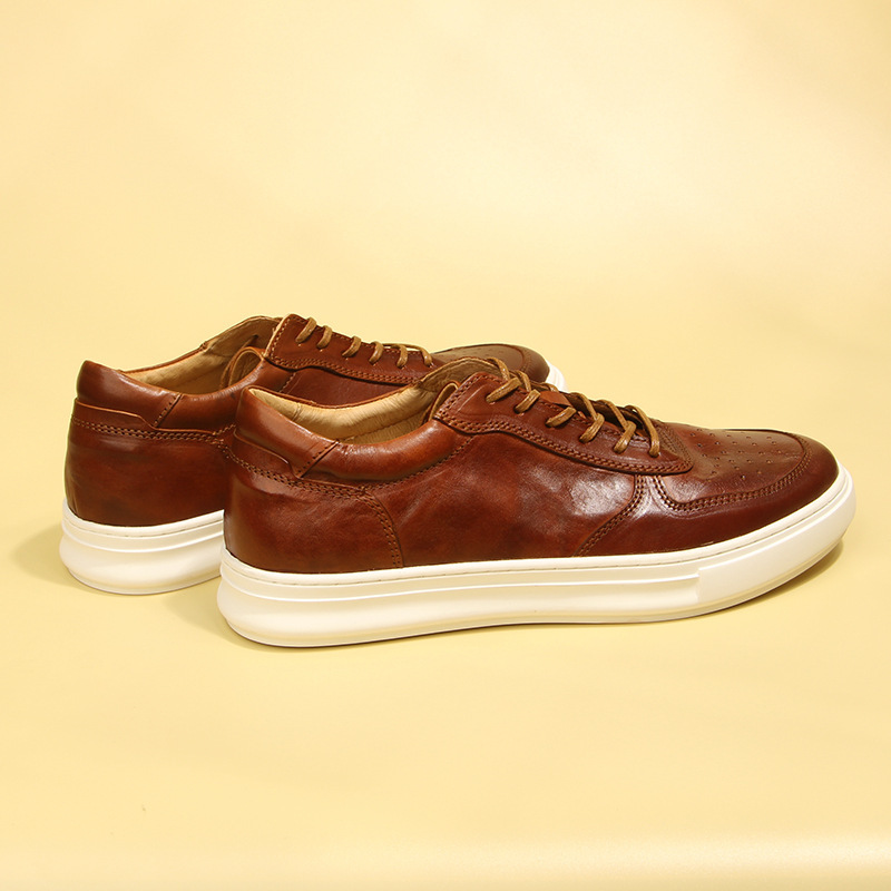  кожа лошадь кожа спортивные туфли Brown 24.0cm мужской обувь натуральная кожа 623-4 шнур обувь джентльмен повседневная обувь 