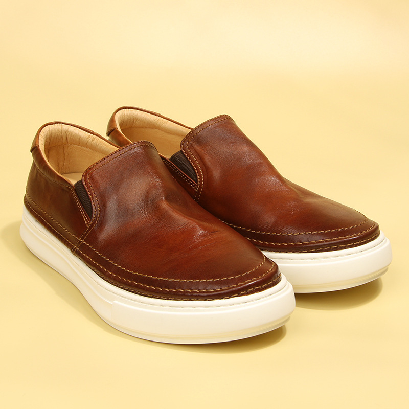  кожа лошадь кожа спортивные туфли Brown 24.5cm мужской обувь натуральная кожа 623-5 шнур обувь джентльмен повседневная обувь 