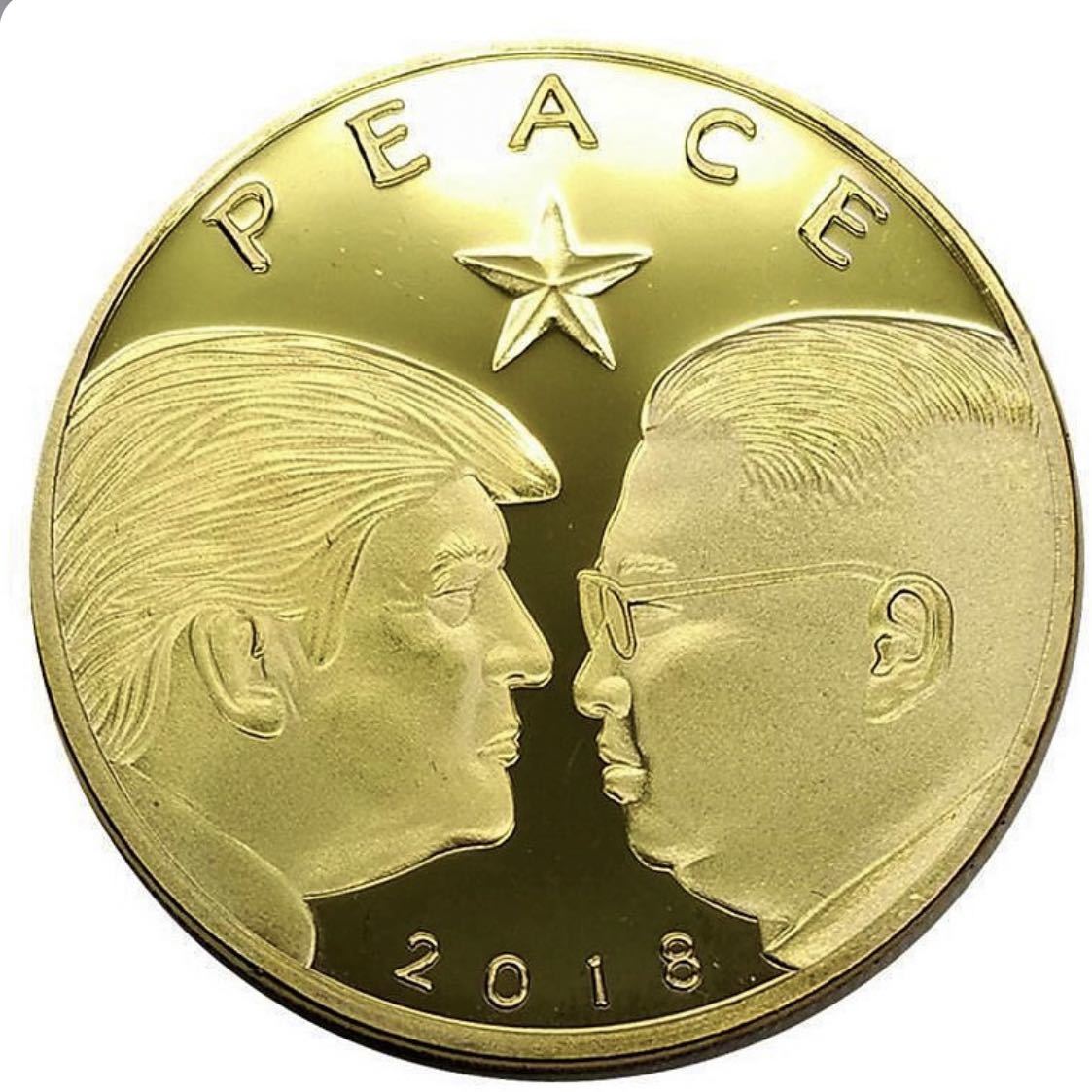 希少! トランプ大統領 金正恩委員長 米朝会談 記念コイン金貨24KGP 2018年 北朝鮮 アメリカの画像3