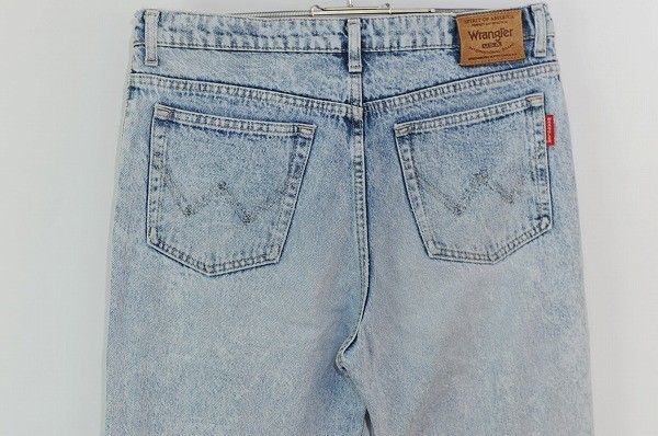 【国内正規品 日本製】90s ビンテージ WRANGLER ラングラー M1905-25 ケミカルウォッシュインディゴ テーパードデニムパンツ ジーンズ Ｗ34_画像4