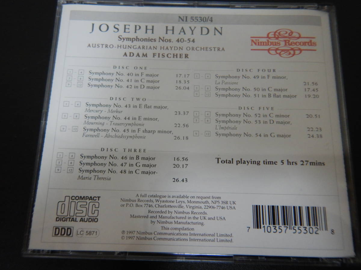 666◆5CD HAYDN Aymphonies Nos.40-54 Austro-Hungarian Haydn Drchestra Adam Fischer 輸入盤_画像5