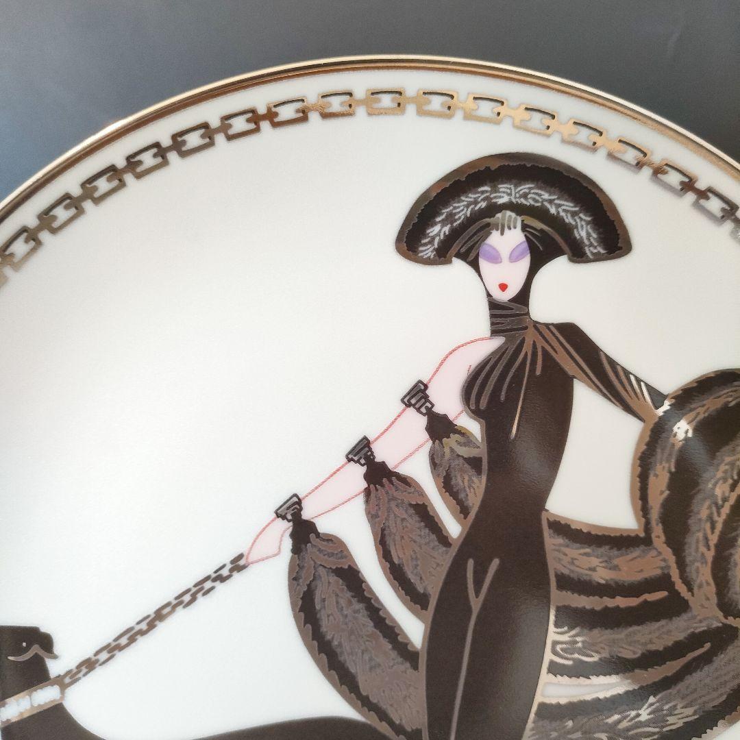 エルテ Erte SYMDHONY IN BLACKフランクリンミント プレート 絶版 限定品 廃盤品 美品 アンティーク 飾り皿 アールデコ ゴールド プラチナ_画像3